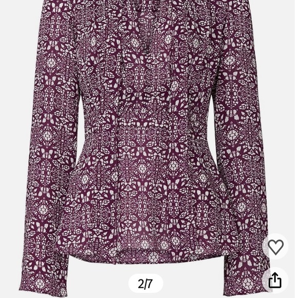 Derek Lam Burgundy and White Patterned Blouse Sz 38 (US 4 appx) - Picture 8 of 12